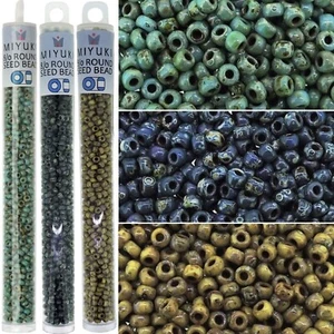 3 Colors - Miyuki Seed Beads Size 8/0 Picasso Seafoam, Montana, Brwn-Tan 22GM ea - Picture 1 of 4