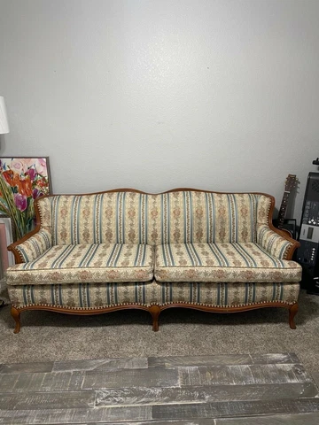 Antique Hickory Couch Queen Anne Style Cover