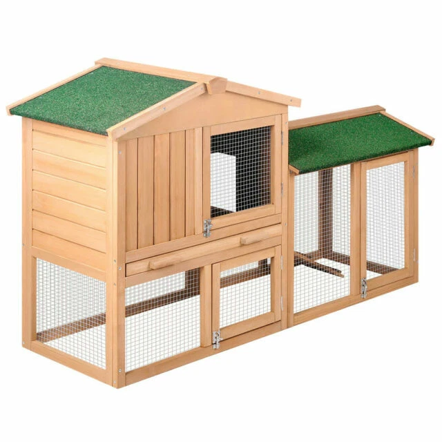 i.Pet 85.1 x 72 x 23.4cm Rabbit Guinea Pig Hutch Wood Cage