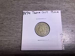 1874 Three Cent Nickel Over 152 Year Old Early U.S. Coin 041024-13 - Picture 1 of 4