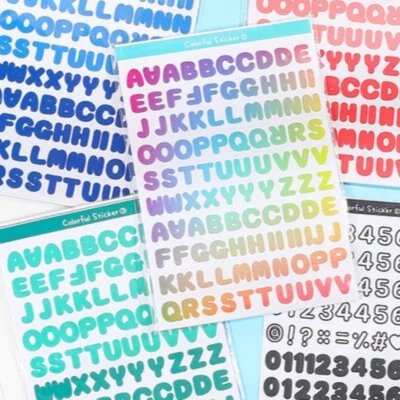 24 Sheets DIY Letters Numbers Stickers Digital Alphabet Decal Scrapbook Colorful - Image 1 of 4
