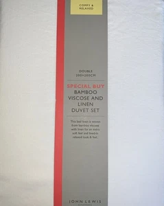 John Lewis Bamboo Viscose Linen Double Duvet Cover. White - Picture 1 of 2
