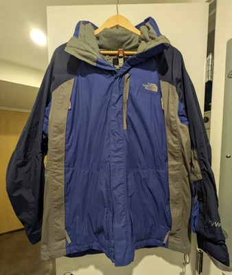 Vintage North Face Hyvent Jacket Parka Mens Large Dark Blue Hooded Full Zip - Image 1 of 4