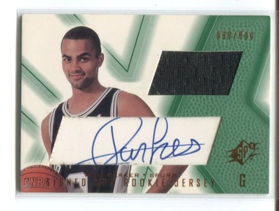 Camiseta deportiva de novato firmada por Tony Parker SPX Upper Deck 2001-02 automática/800 Foto 1 de 2