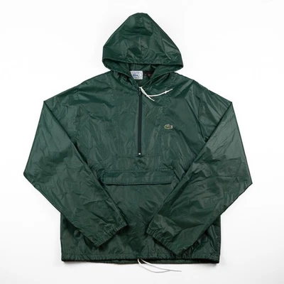 Chaqueta de lluvia vintage de 1980 Lacoste Izod verde anorak para hombre M cortavientos con capucha Foto 1 de 4