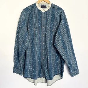 Vintage Wrangler Western X-Long Tails Button Up Mens 17.5X36 Heritage Rodeo - Picture 1 of 13