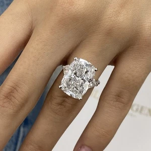 Cushion Diamond Ring E VS1 IGI Certified 10 Carat Labcreated 14K White Gold Trio - Picture 1 of 11