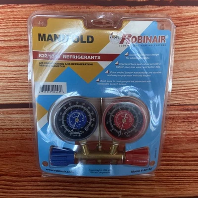 Manómetro colector refrigerante rueda lateral Robinair 40152 - R22 R134a Foto 1 de 4
