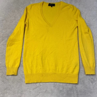 Свитер Barneys New York желтый 100% кашемир с V-образным вырезом сделано в Италии размер S - Изображение 1 из 4