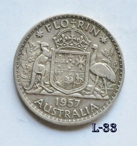 Australia 1957 un florín plateado (L-33) envío gratuito - Imagen 1 de 2