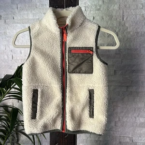CREWCUTS J. Gilet Crew Everyday Sherpa crema verde oliva bambino taglia 6-7 - Foto 1 di 5