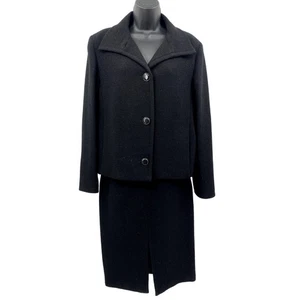 MaxMara black wool skirt & jacket suit set size 6 - Picture 1 of 6