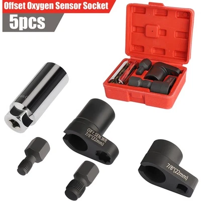 5PCS Automotive O2 Oxygen Sensor Socket Set Offset 02 Sensor Wrench Remover Tool - Image 1 of 4