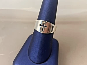 , 925 Sterling Silber Kreuz Band Herren Ring Größe 8 - Bild 1 von 7