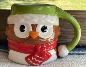 ✅NEW Holiday Time Christmas Owl Shaped Mug approx. 14 oz.  ~ ~ - Picture 1 of 9