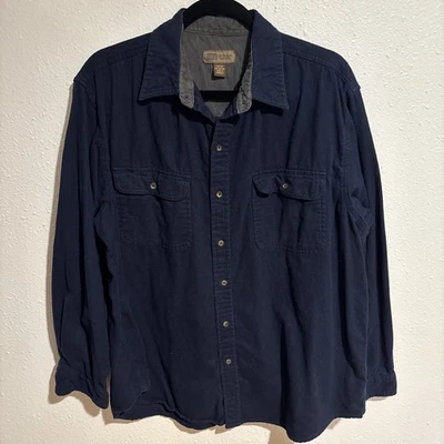 Camisa para hombre Faded Glory grande azul marino con botones estilo gamuza/franela Foto 1 de 4