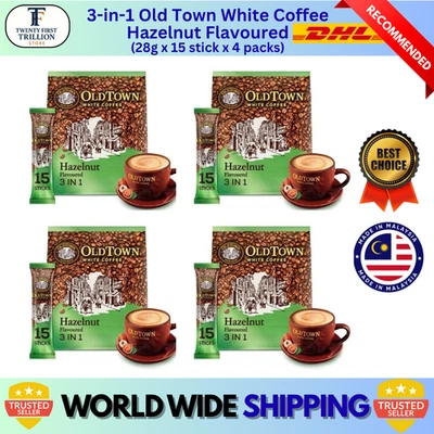 4 X Old Town 3 en 1 café blanco instantáneo avellana (38 g x 15 barras) DHL Express Foto 1 de 4