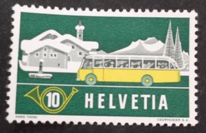 Switzerland #345 VF MNH - 1953 10c Alpine Post Bus, Winter Background !!! - Picture 1 of 2