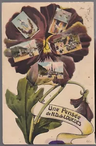 LOURDES 65 Une Pensée CPA écrite à Henri RAYNAL 34 à Villeneuve lès Béziers 1914 - Picture 1 of 2