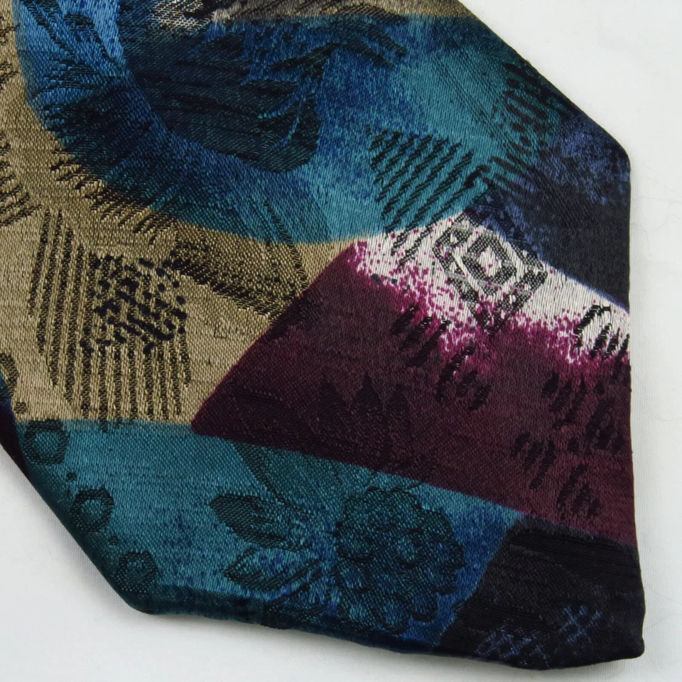 Arte abstracto vintage Mario Valentino para hombre azul dorado borgoña 56"x3,75" colorido Foto 1 de 4