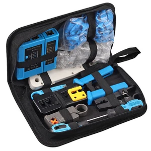 Netzwerk Reparatur Werkzeug Set LAN Elektronik Crimpzange RJ45/RJ11/RJ12 Stecker - Bild 1 von 12