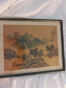 Chinesisches Tusche- und Waschgemälde auf Seide, Berglandschaft signiert gerahmt - Bild 1 von 13