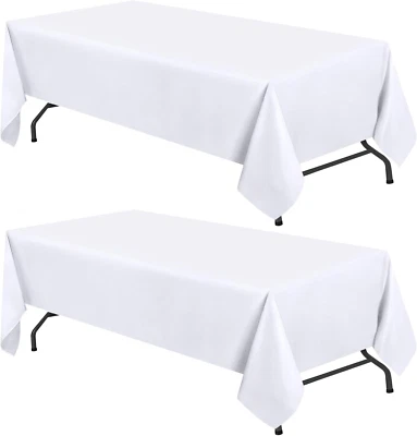 WEALUXE White Table Cloths for 8 Foot Rectangle Tables, 2-Pack, 60X126 Inches, W - Image 1 of 4