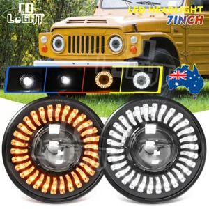 Pair 7Inch LED Headlights DRL Turn Signal Halo for Suzuki Sierra SJ80 SJ80V LJ80 - Picture 1 of 9