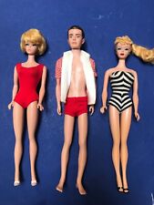 Vintage Barbie Doll Lot (3) #4 Ponytail Barbie Doll, #1 Ken, #1 Bubble Cut  VGC!