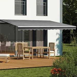Outdoor Folding Arm Awning Retractable Sunshade Canopy Grey 4.0m x 2.5m - Picture 1 of 7