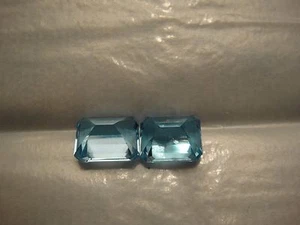 SET OF 2 NEW MATCHED 10 X 8 RECTANGULAR EMERALD CUT SKY BLUE TOPAZ CLEAN INSIDE - Picture 1 of 2