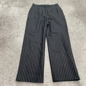 Pantalones de vestir Talbots vintage de lana y seda de EE. UU. 8 pequeños negros a rayas 28x28 - Imagen 1 de 13
