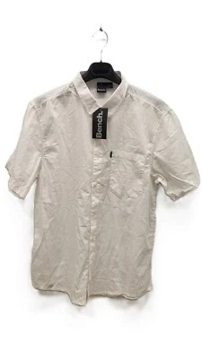 BENCH sz L SHIRTS SHORT SLEEVES LOGO BUTTON DOWN COTTON WHITE CASUAL BUSINESS - Image 1 of 4
