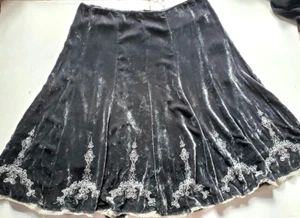Elie Tahari Womens Velvet Beaded Midi Tulle A-Line Skirt Gray Size 14 - Picture 1 of 9