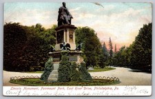 Lincoln Monument Fairmount Park East River Dr Philadelphia PA Antique Postcard
