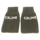 CELINE 22AW Logo Embroidered Arm Warmer Gloves Khaki Used