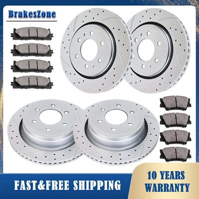 Front and Rear Brake Rotors Pads for Ford F-150 2012-2020 6-Lug Slotted Drilled - Image 1 of 4