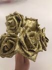 5x Gold Shimmer Rose Flowers Wedding Party Diy Garland Crown Decorations Craft