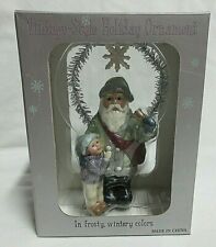  NEW Vintage Style Holiday SANTA & LIL BOY In Frosty Wintery Colors COSTCO  