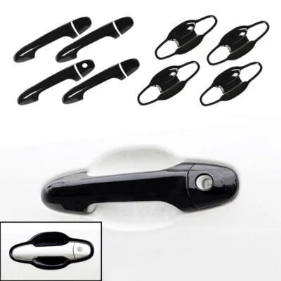 Cubierta de tazón de manija de puerta lateral negra brillante para Toyota Highlander 2014-2019 Foto 1 de 4