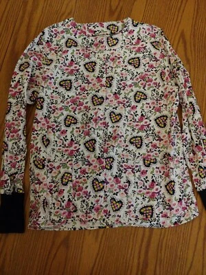 Crest Scrub Jacket Small!! EUC!! White With Multicolored Flowers - Image 1 of 4
