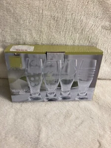 SET OF 4 VERO FINEGLASS SHOT GLASSES 2 OZ ETCHED PATTERN AROUND GLASSES New - Picture 1 of 6