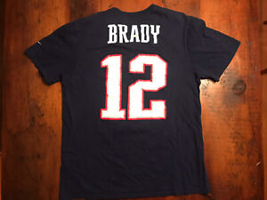 Men's Nike Tom Brady New England Patriots T Shirt Navy Blue Sz XL