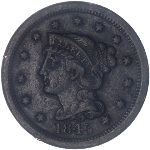 1845 (P) Braided Hair Large Cent Very Fine VF See Pics O207 Cover