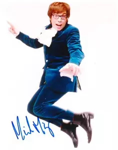 MIKE MYERS "AUSTIN POWERS" RISTAMPA FOTOGRAFICA AUTOGRAFATA 8 X 10 A COLORI * - Foto 1 di 1