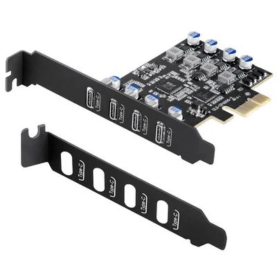 PCI-E x1 To USB 3.0 Expansion Card 4 Ports Type-C Adapter 5Gbps High Speed - Image 1 of 4