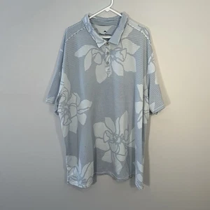 Tommy Bahama Shirt Mens 3XLB Blue Striped Floral Lightweight Performance Polo - Picture 1 of 7