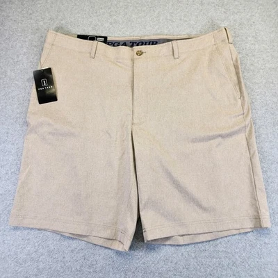 NUEVO PGA Tour Pantalones Cortos de Golf Hombres 42 Rendimiento Cintura Activa Caqui Brezo Beige Foto 1 de 4