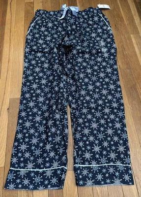 Women’s 1X Jockey Flannel Pajama Lounge Sleep Pants Navy Blue Pockets Viscose - Image 1 of 4