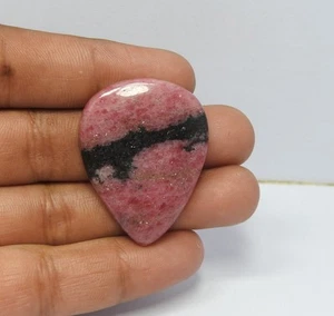57.00 Cts Natural Rhodonite Designer Gemstone Pear Cabs Pendant Supply 28x37x4mm - Bild 1 von 8